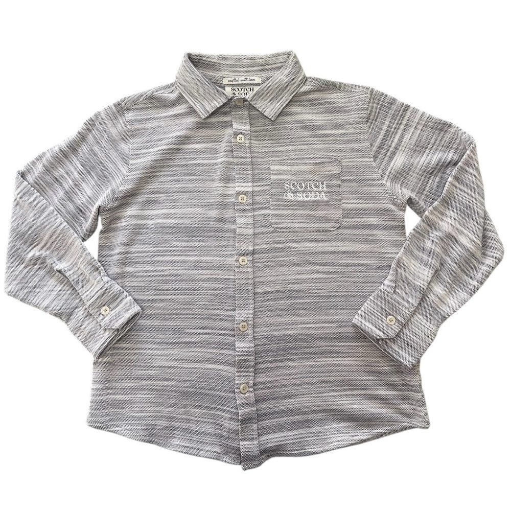 Boys Scotch & Soda Button Down Grey & White Size Medium